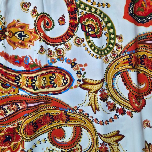 Vince Camuto Womens Orange Paisley Maxi Skirt Ivory sz XL NWOT Elastic Waist - Picture 5 of 9